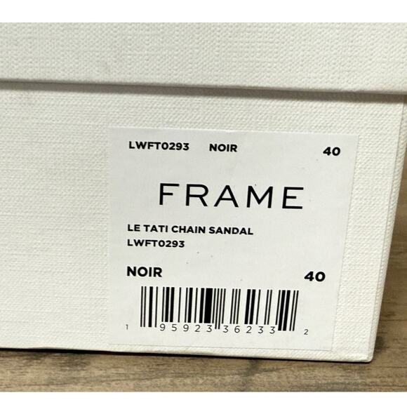 FRAME Le Tati Chain Noir Leather Slingback Sandal Black Gold Chain Size 9 - Picture 13 of 16